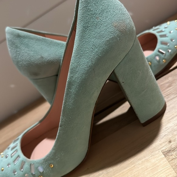 Mint embellished studded  J Crew pumps size 6 - Picture 6 of 10